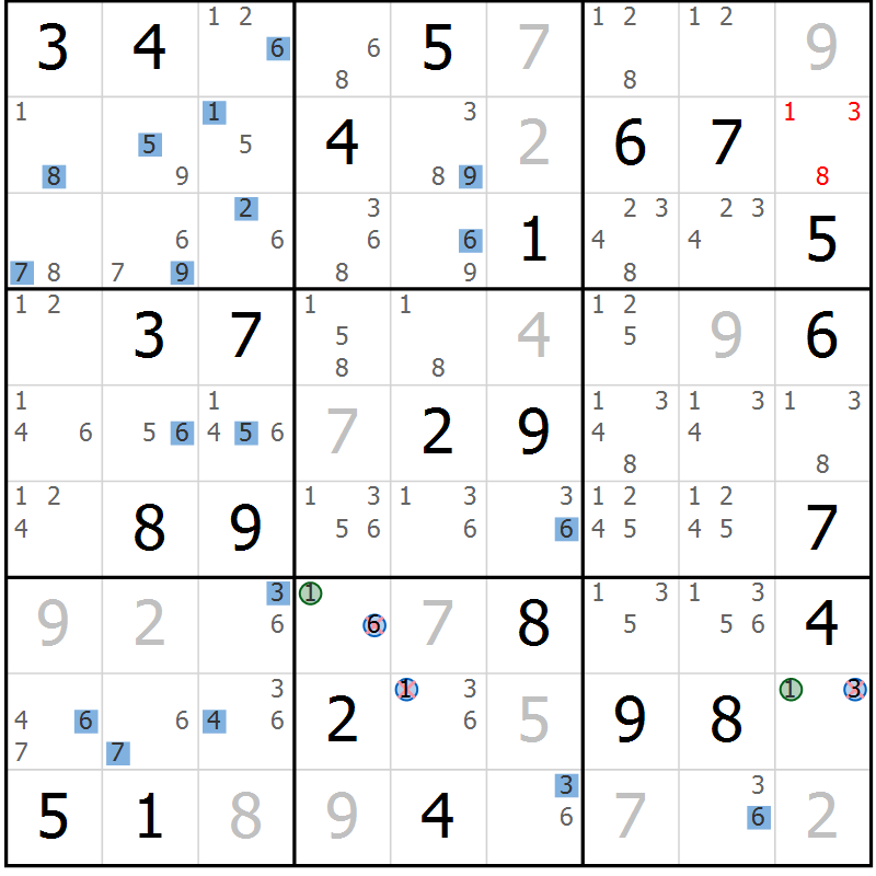 Position des candidats pour la solution de la Gr 60 page 63 du magazine de sudoku Sudoku Suprême n° 041
