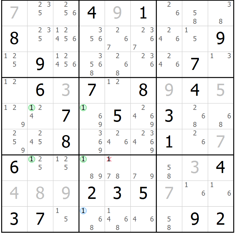 Position des candidats pour la solution de la Gr 64 page 67 du magazine de sudoku Sudoku Suprême n° 041