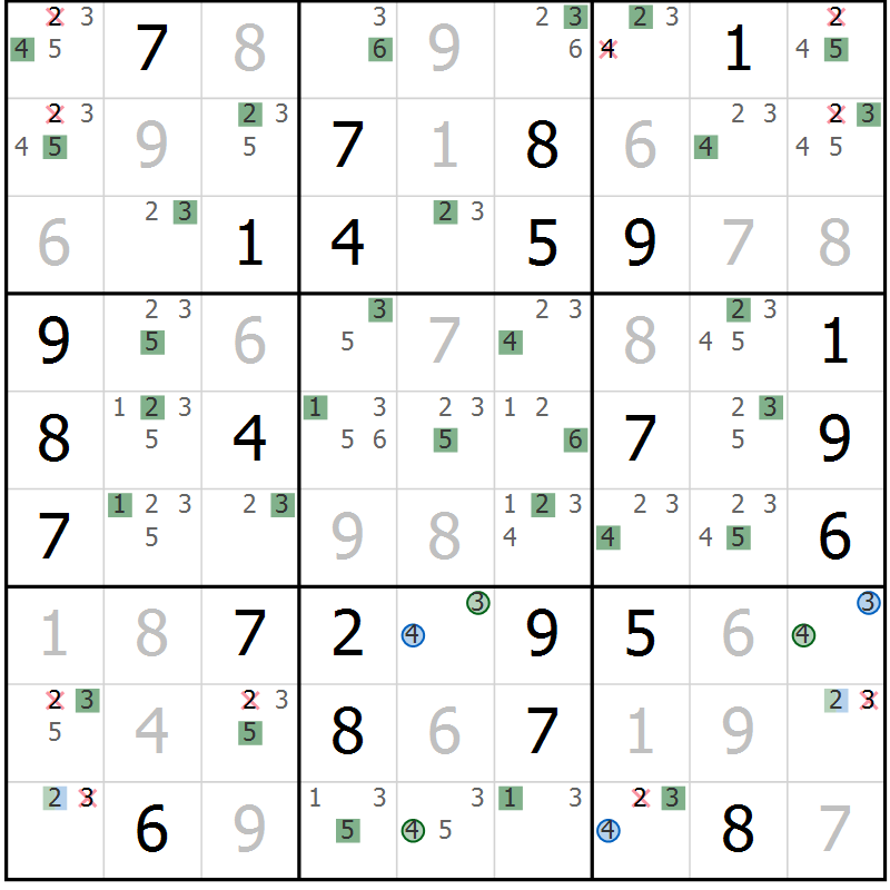 Position des candidats pour la solution de la Gr 65 page 68 du magazine de sudoku Sudoku Suprême n° 041