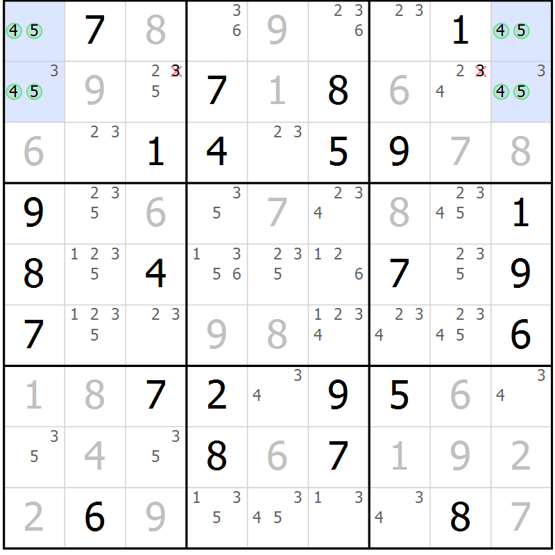 Position des candidats pour la solution de la Gr 65 page 68 du magazine de sudoku Sudoku Suprême n° 041