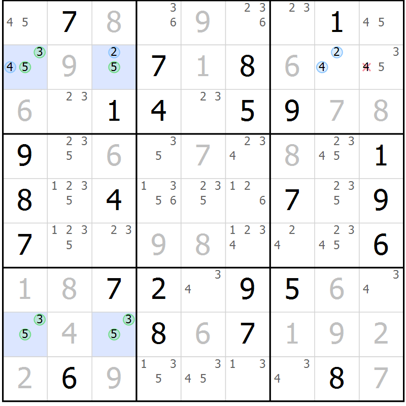 Position des candidats pour la solution de la Gr 65 page 68 du magazine de sudoku Sudoku Suprême n° 041
