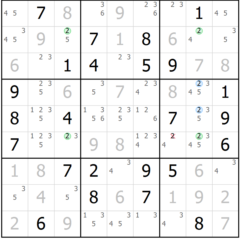 Position des candidats pour la solution de la Gr 65 page 68 du magazine de sudoku Sudoku Suprême n° 041