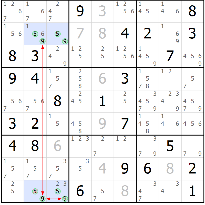 Position des candidats pour la solution de la Gr 67 page 70 du magazine de sudoku Sudoku Suprême n° 041