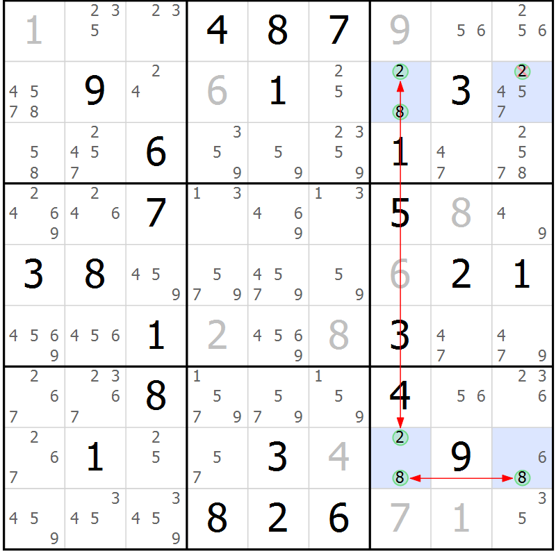 Position des candidats pour la solution de la Gr 68 page 71 du magazine de sudoku Sudoku Suprême n° 041