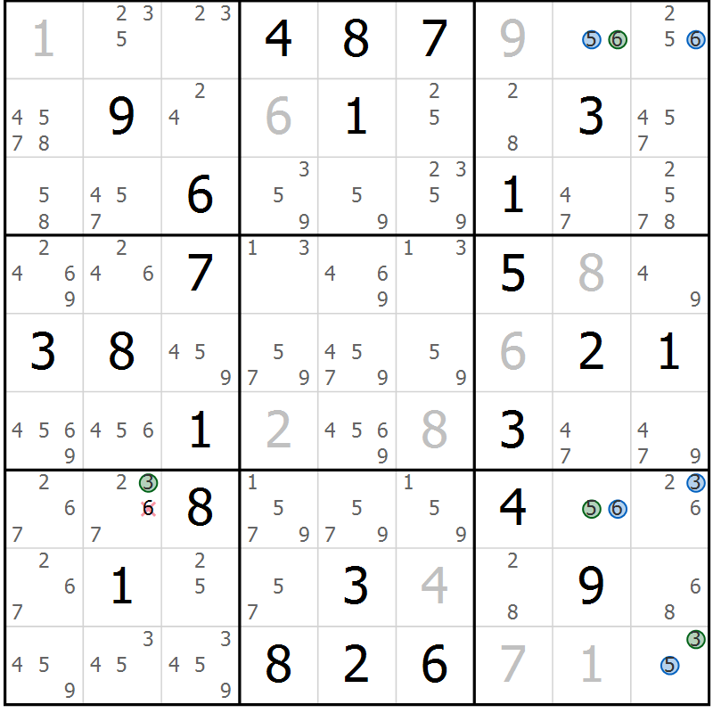 Position des candidats pour la solution de la Gr 68 page 71 du magazine de sudoku Sudoku Suprême n° 041