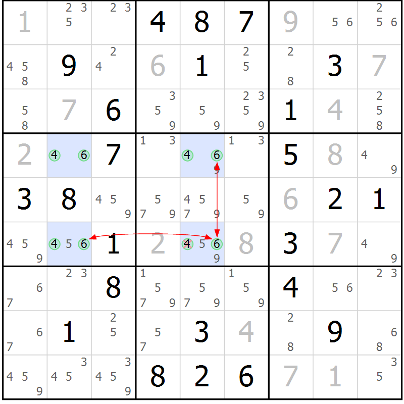 Position des candidats pour la solution de la Gr 68 page 71 du magazine de sudoku Sudoku Suprême n° 041