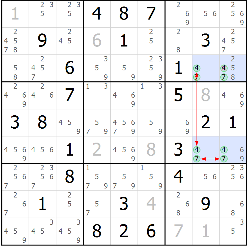 Position des candidats pour la solution de la Gr 68 page 71 du magazine de sudoku Sudoku Suprême n° 041