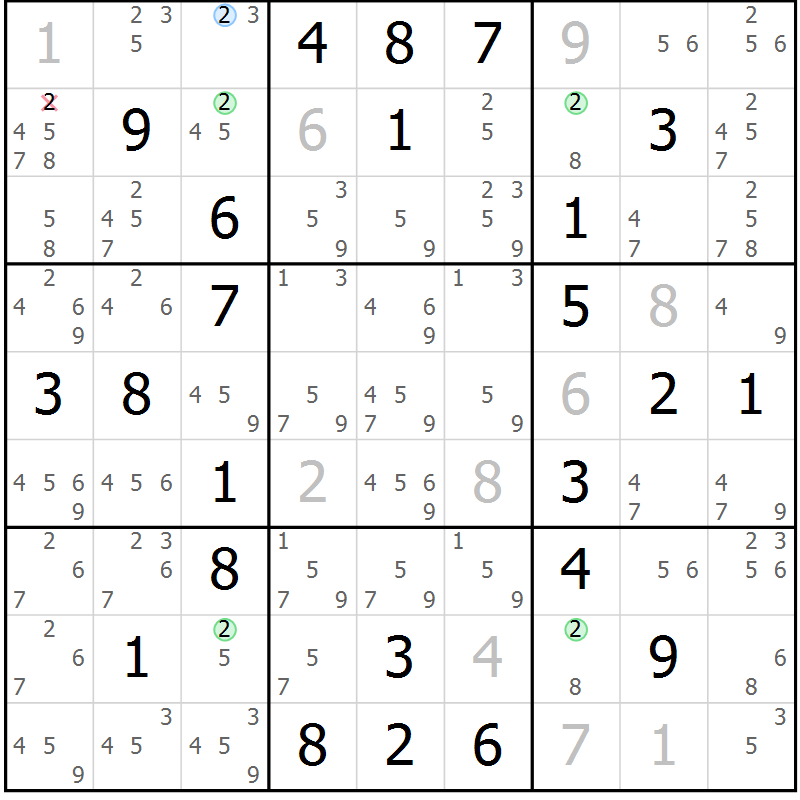 Position des candidats pour la solution de la Gr 68 page 71 du magazine de sudoku Sudoku Suprême n° 041