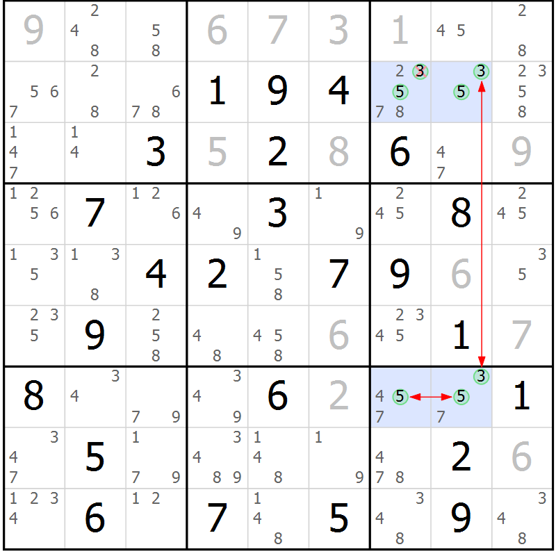 Position des candidats pour la solution de la Gr 69 page 72 du magazine de sudoku Sudoku Suprême n° 041