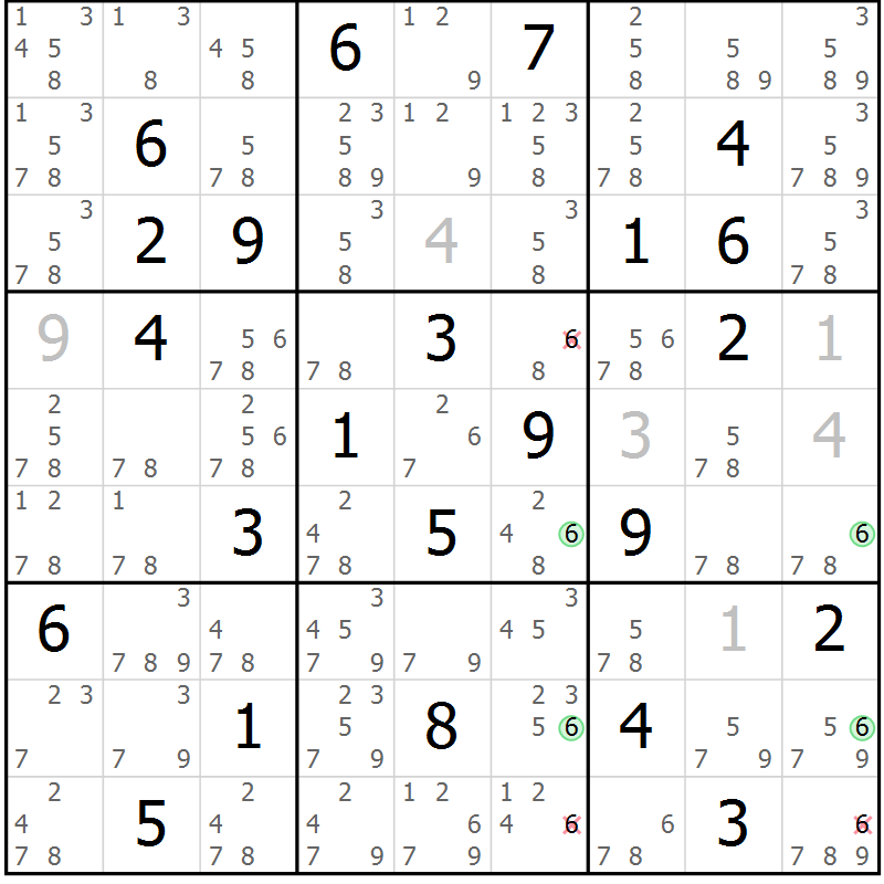 Position des candidats pour la solution de la Gr 71 page 74 du magazine de sudoku Sudoku Suprême n° 041