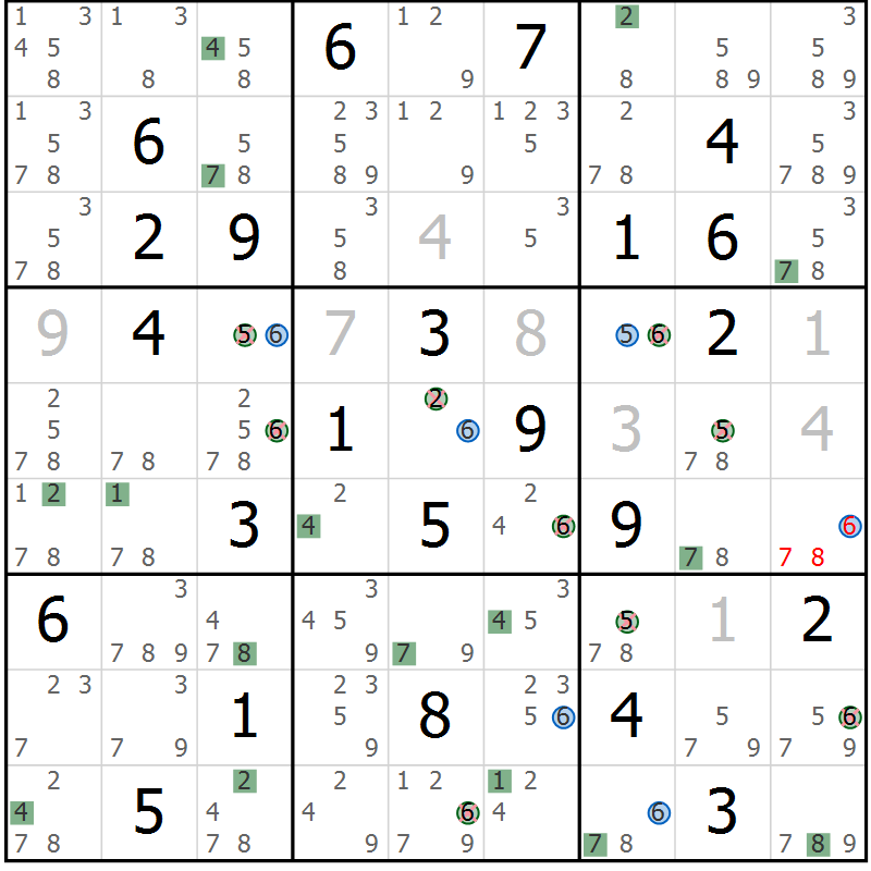 Position des candidats pour la solution de la Gr 71 page 74 du magazine de sudoku Sudoku Suprême n° 041