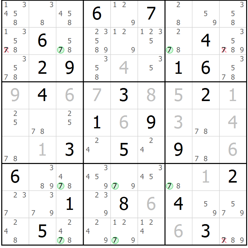 Position des candidats pour la solution de la Gr 71 page 74 du magazine de sudoku Sudoku Suprême n° 041