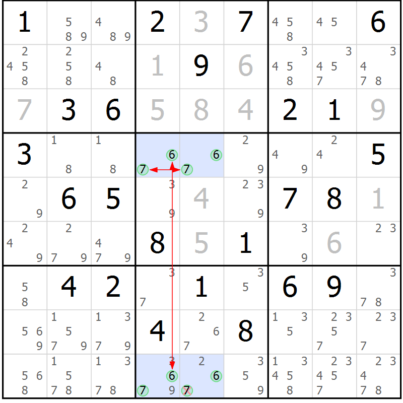 Position des candidats pour la solution de la Gr 72 page 75 du magazine de sudoku Sudoku Suprême n° 041