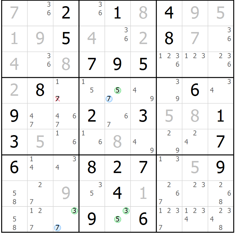 Position des candidats pour la solution de la Gr 73 page 76 du magazine de sudoku Sudoku Suprême n° 041