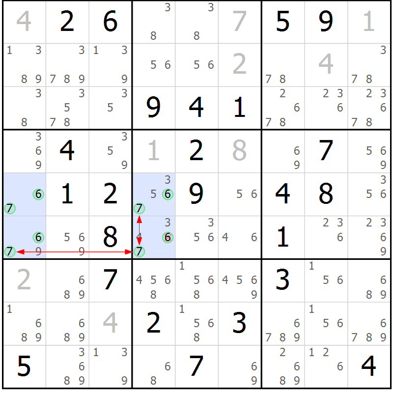 Position des candidats pour la solution de la Gr 78 page 81 du magazine de sudoku Sudoku Suprême n° 041