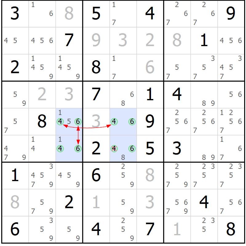 Position des candidats pour la solution de la Gr 80 page 83 du magazine de sudoku Sudoku Suprême n° 041