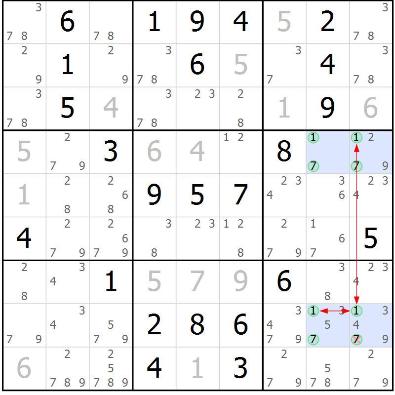Position des candidats pour la solution de la Gr 83 page 86 du magazine de sudoku Sudoku Suprême n° 041