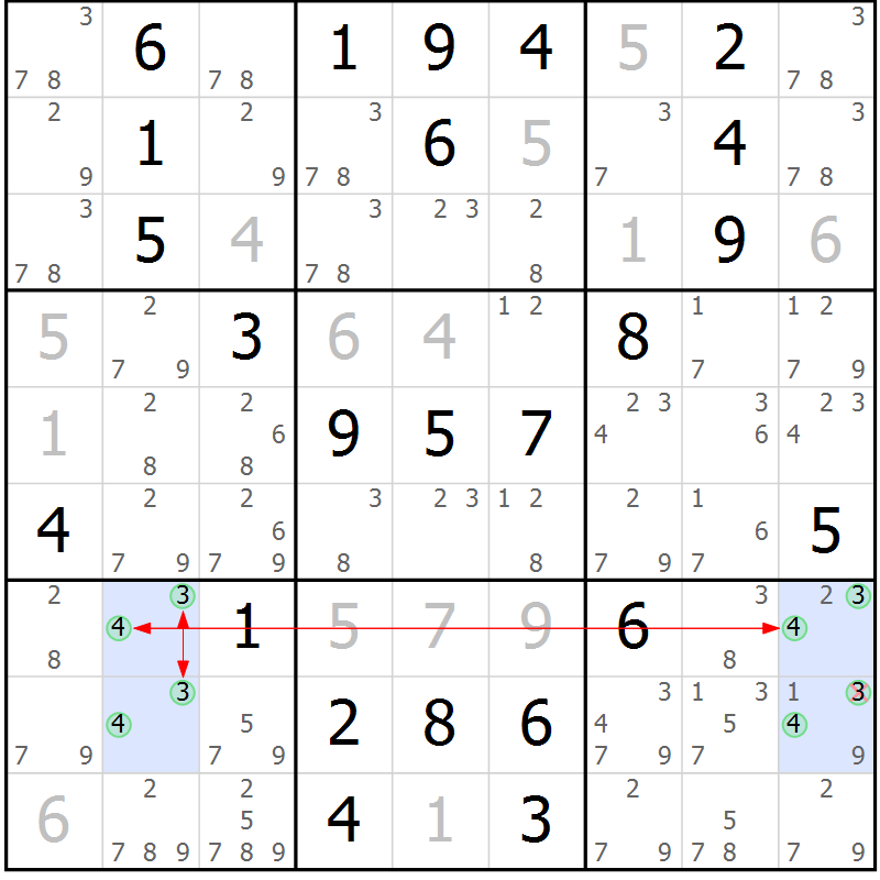 Position des candidats pour la solution de la Gr 83 page 86 du magazine de sudoku Sudoku Suprême n° 041
