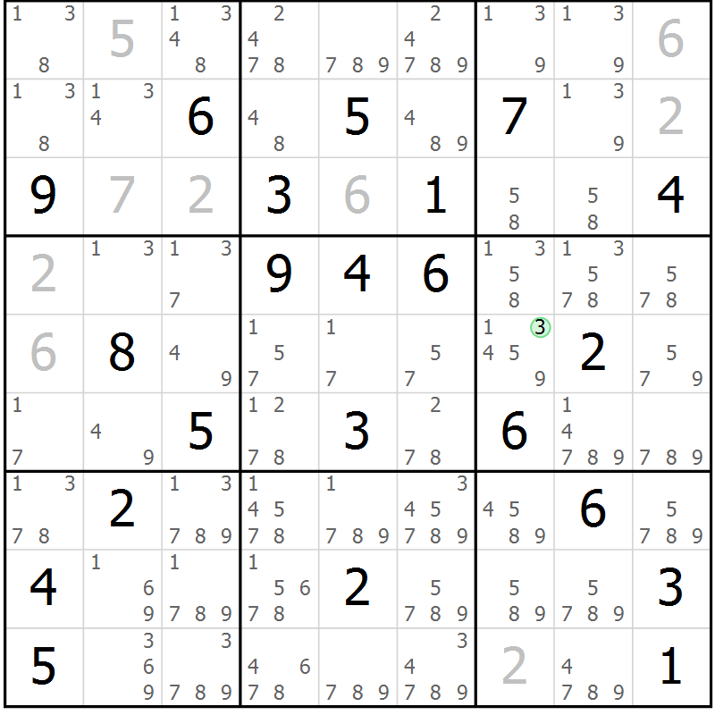 Position des candidats pour la solution de la Gr 38 page 41 du magazine de sudoku Extrême n° 038
