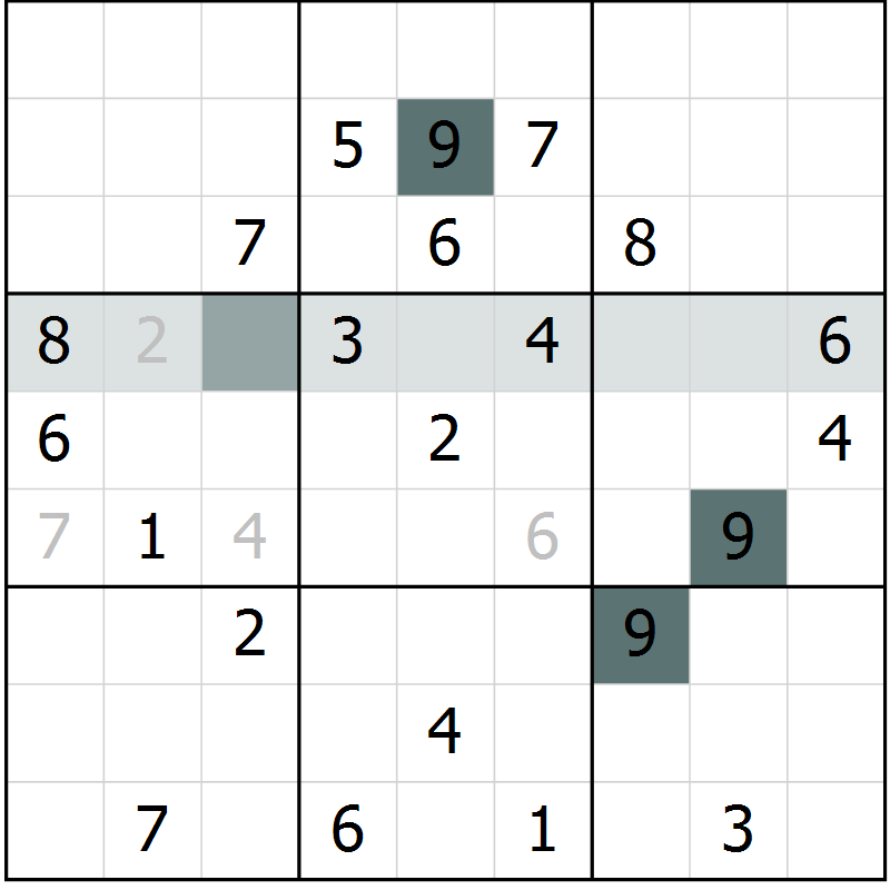Position des candidats pour la solution de la Gr 1 page 4 du magazine de sudoku Extrême n° 042