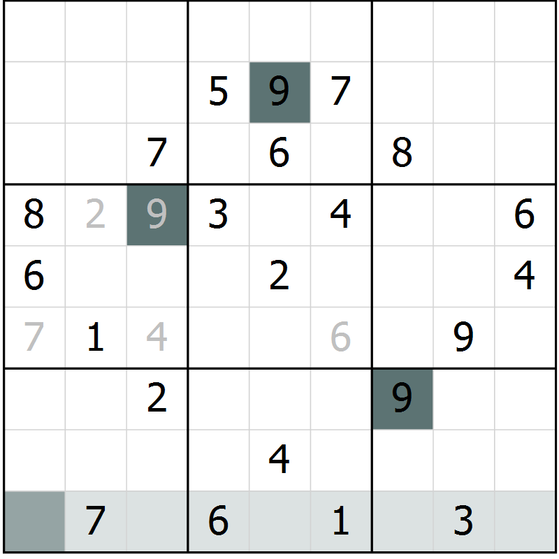 Position des candidats pour la solution de la Gr 1 page 4 du magazine de sudoku Extrême n° 042