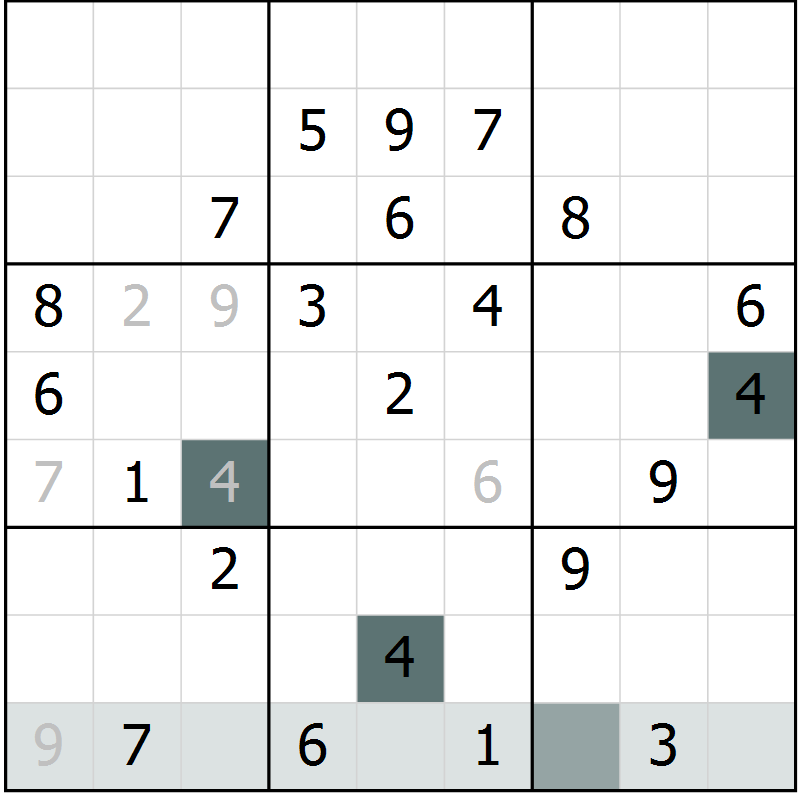 Position des candidats pour la solution de la Gr 1 page 4 du magazine de sudoku Extrême n° 042