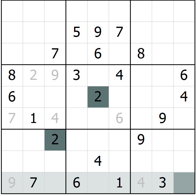 Position des candidats pour la solution de la Gr 1 page 4 du magazine de sudoku Extrême n° 042