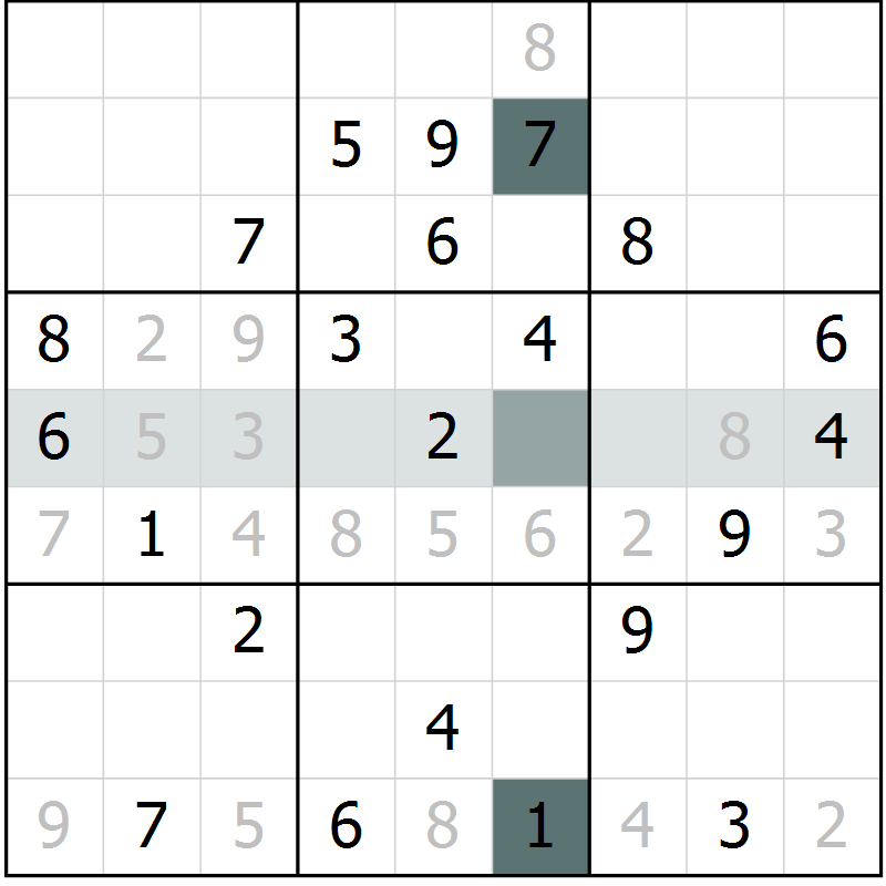 Position des candidats pour la solution de la Gr 1 page 4 du magazine de sudoku Extrême n° 042