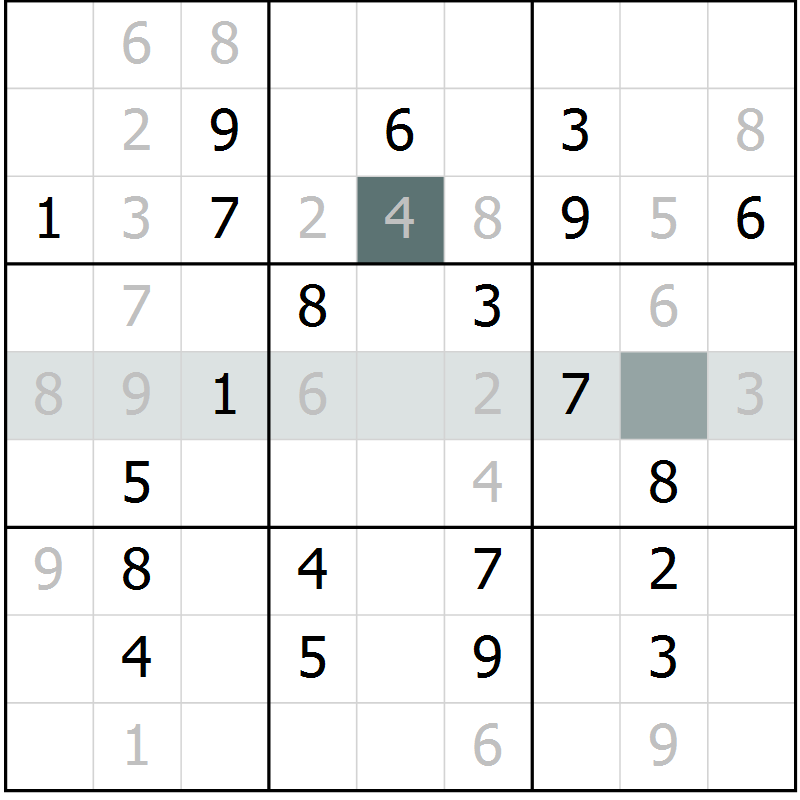 Position des candidats pour la solution de la Gr 10 page 13 du magazine de sudoku Extrême n° 042