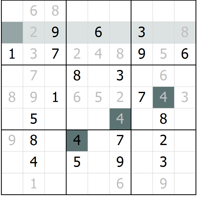 Position des candidats pour la solution de la Gr 10 page 13 du magazine de sudoku Extrême n° 042