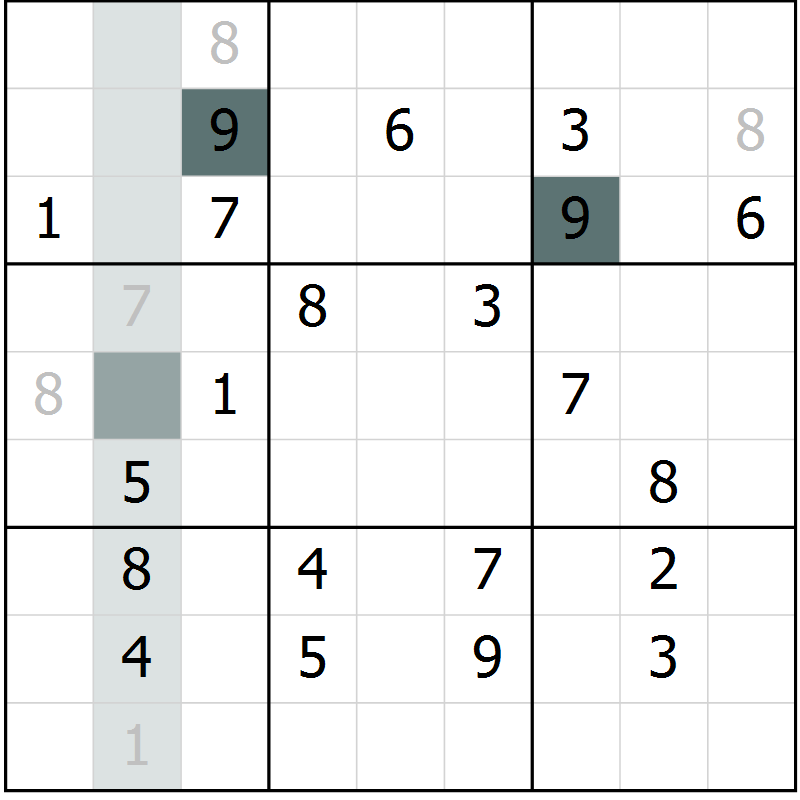 Position des candidats pour la solution de la Gr 10 page 13 du magazine de sudoku Extrême n° 042