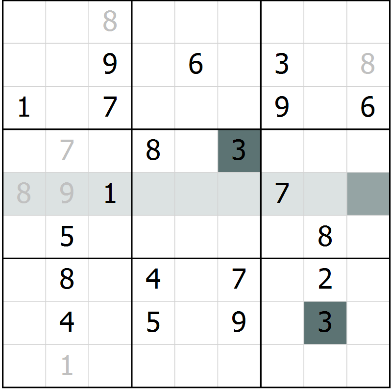 Position des candidats pour la solution de la Gr 10 page 13 du magazine de sudoku Extrême n° 042