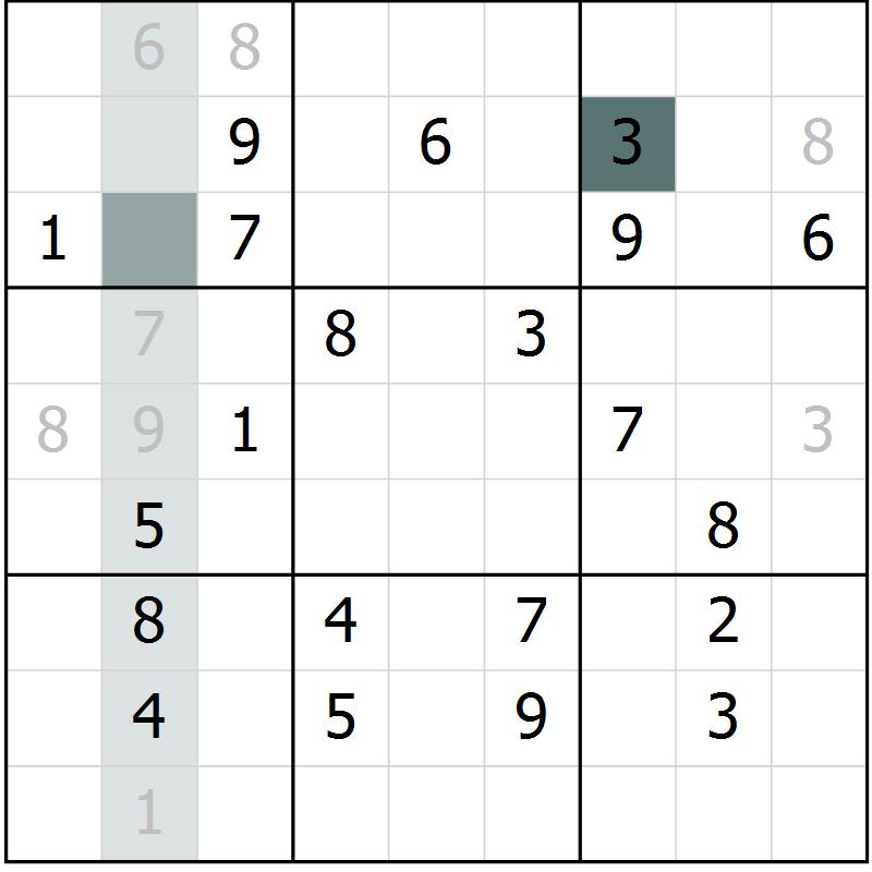 Position des candidats pour la solution de la Gr 10 page 13 du magazine de sudoku Extrême n° 042