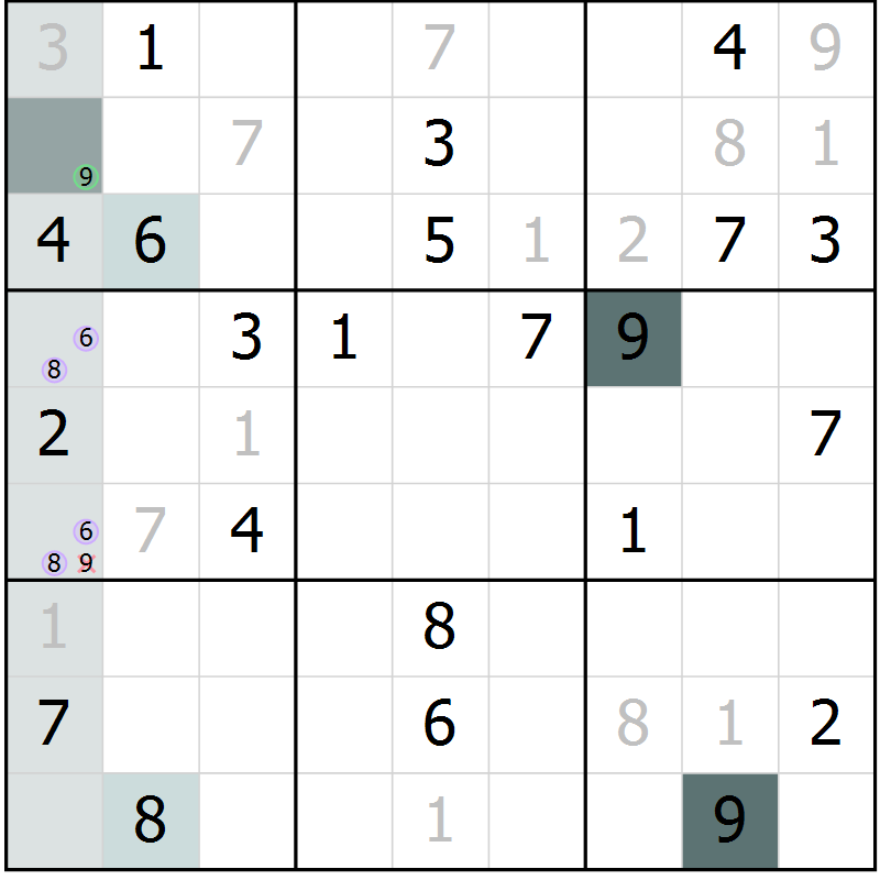 Position des candidats pour la solution de la Gr 11 page 14 du magazine de sudoku Extrême n° 042