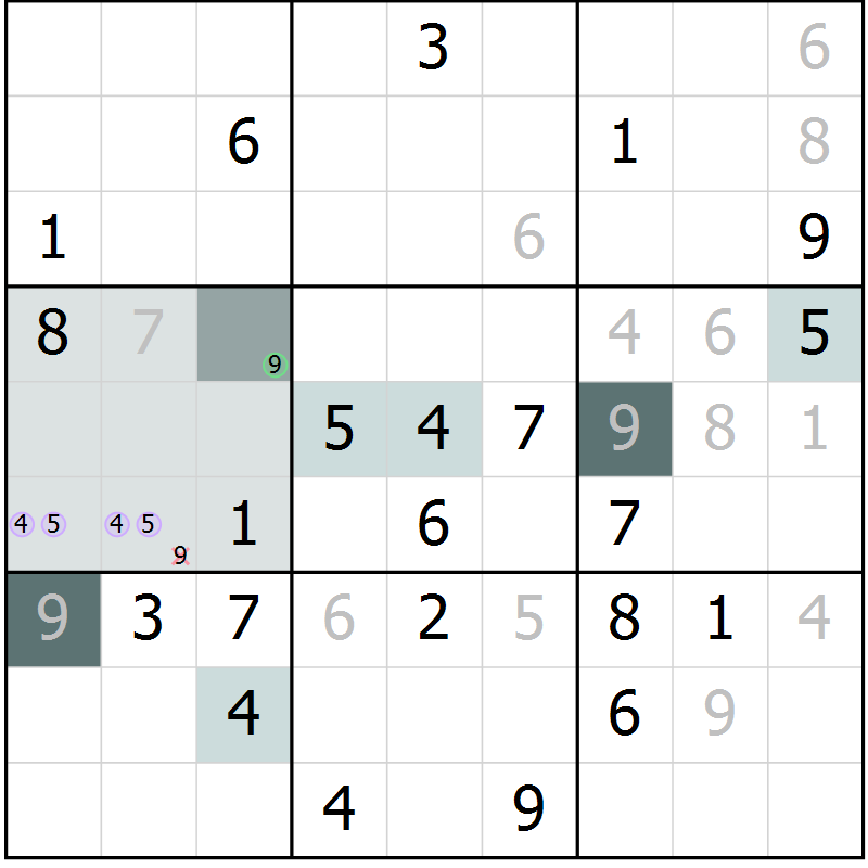 Position des candidats pour la solution de la Gr 12 page 15 du magazine de sudoku Extrême n° 042