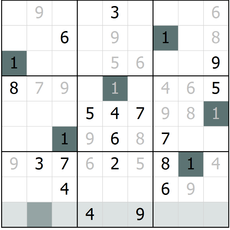 Position des candidats pour la solution de la Gr 12 page 15 du magazine de sudoku Extrême n° 042