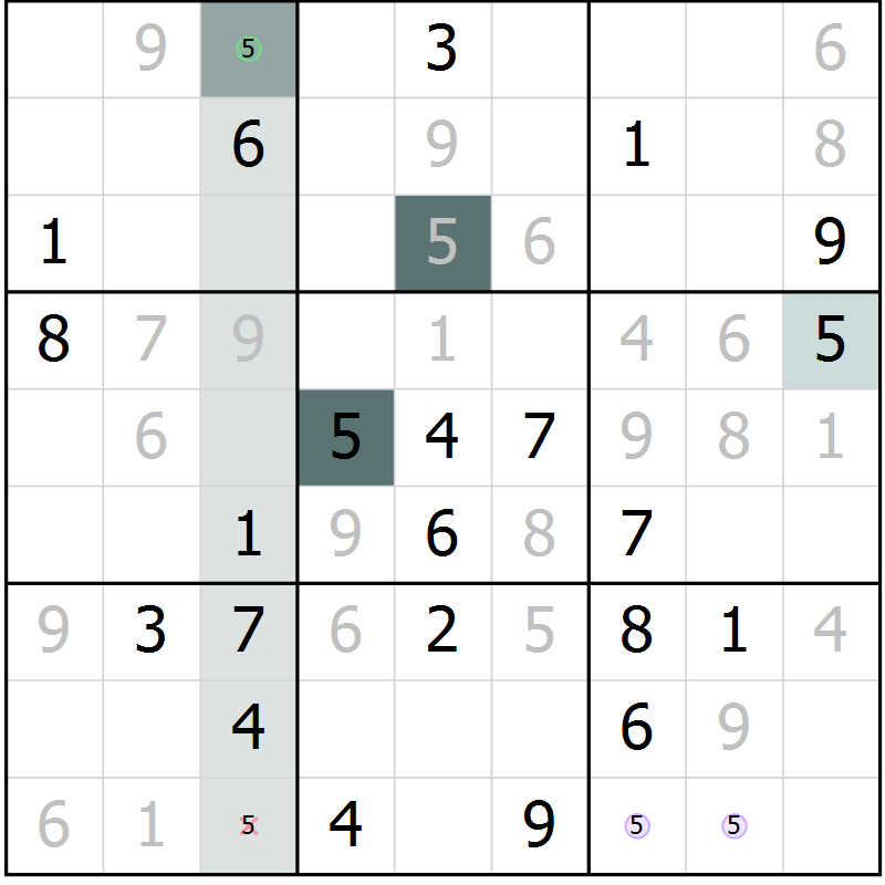 Position des candidats pour la solution de la Gr 12 page 15 du magazine de sudoku Extrême n° 042