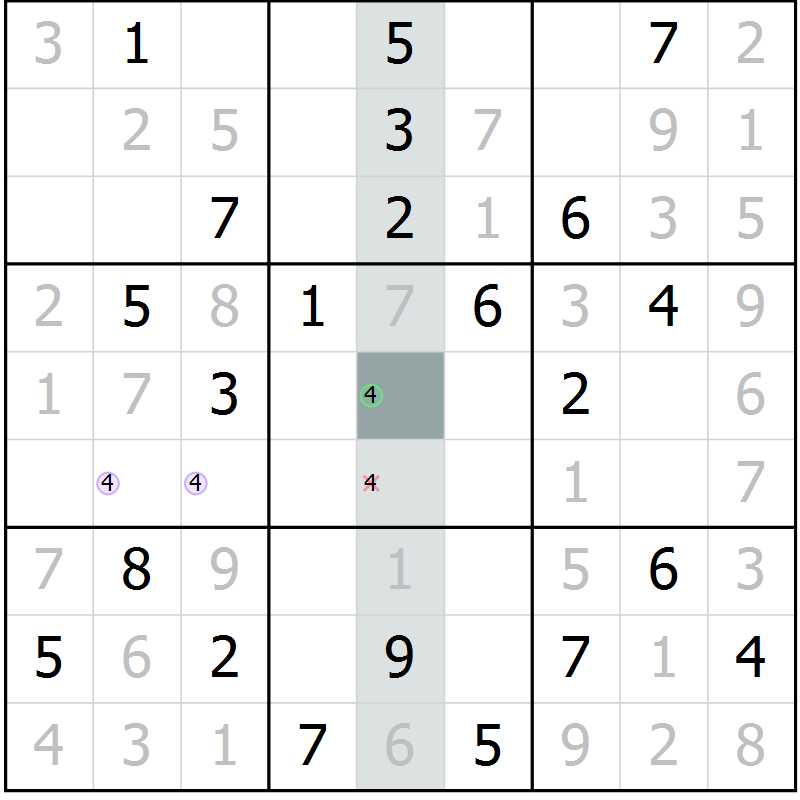 Position des candidats pour la solution de la Gr 13 page 16 du magazine de sudoku Extrême n° 042