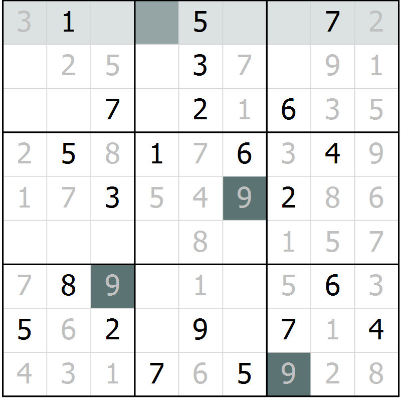 Position des candidats pour la solution de la Gr 13 page 16 du magazine de sudoku Extrême n° 042