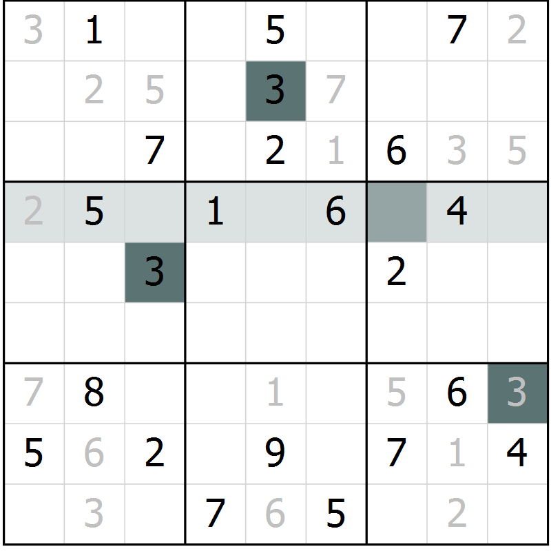 Position des candidats pour la solution de la Gr 13 page 16 du magazine de sudoku Extrême n° 042