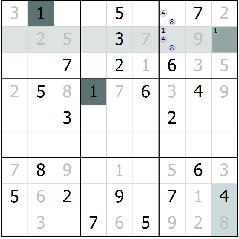 Position des candidats pour la solution de la Gr 13 page 16 du magazine de sudoku Extrême n° 042