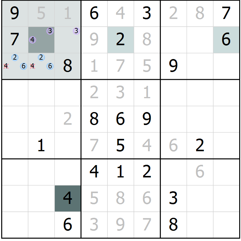 Position des candidats pour la solution de la Gr 15 page 18 du magazine de sudoku Extrême n° 042