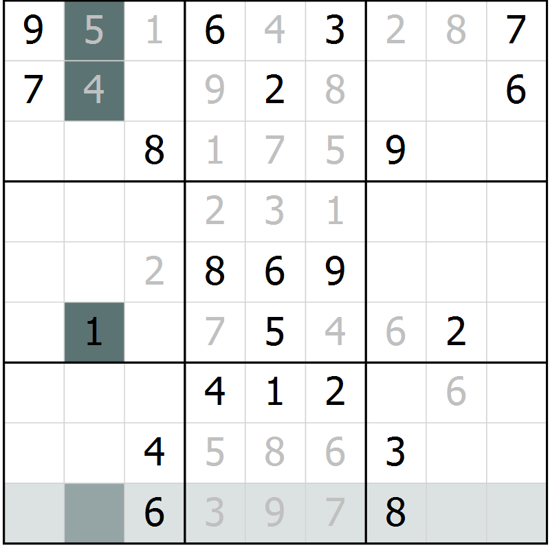 Position des candidats pour la solution de la Gr 15 page 18 du magazine de sudoku Extrême n° 042