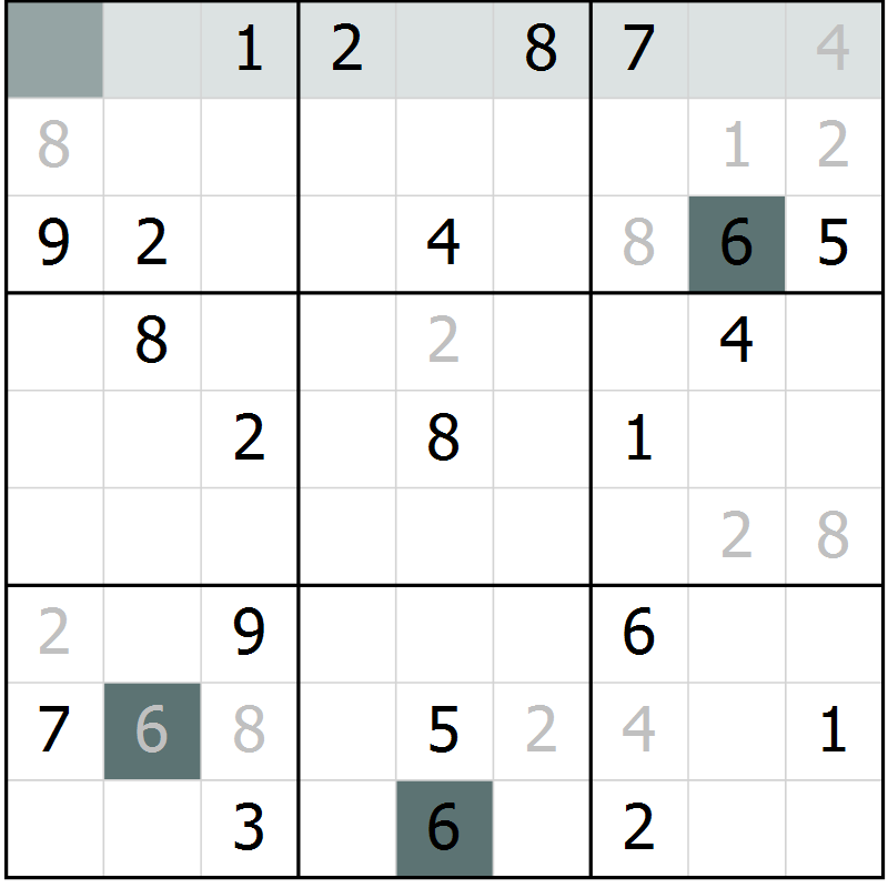 Position des candidats pour la solution de la Gr 16 page 19 du magazine de sudoku Extrême n° 042