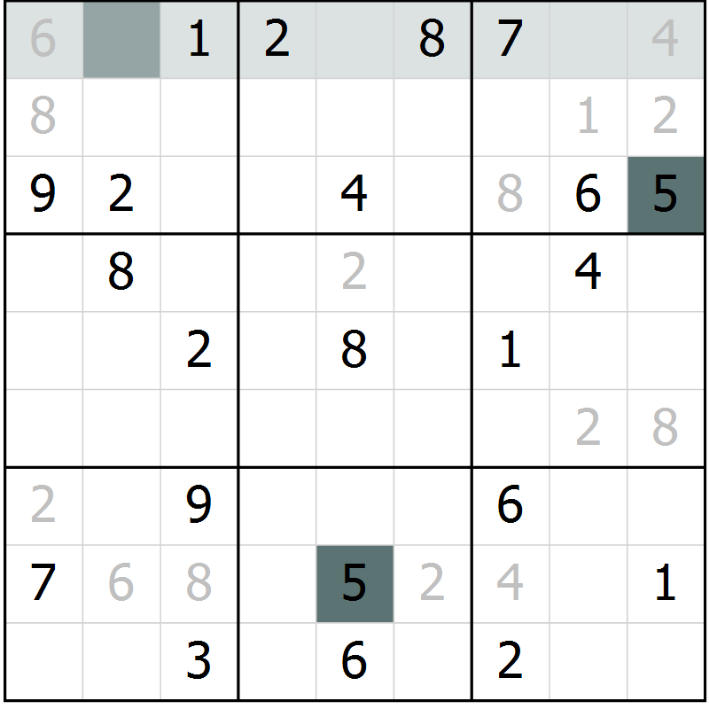 Position des candidats pour la solution de la Gr 16 page 19 du magazine de sudoku Extrême n° 042