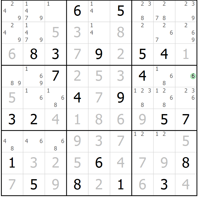 Position des candidats pour la solution de la Gr 17 page 20 du magazine de sudoku Extrême n° 042