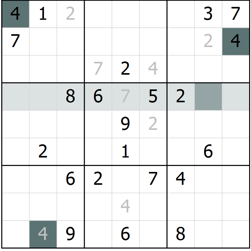 Position des candidats pour la solution de la Gr 19 page 22 du magazine de sudoku Extrême n° 042