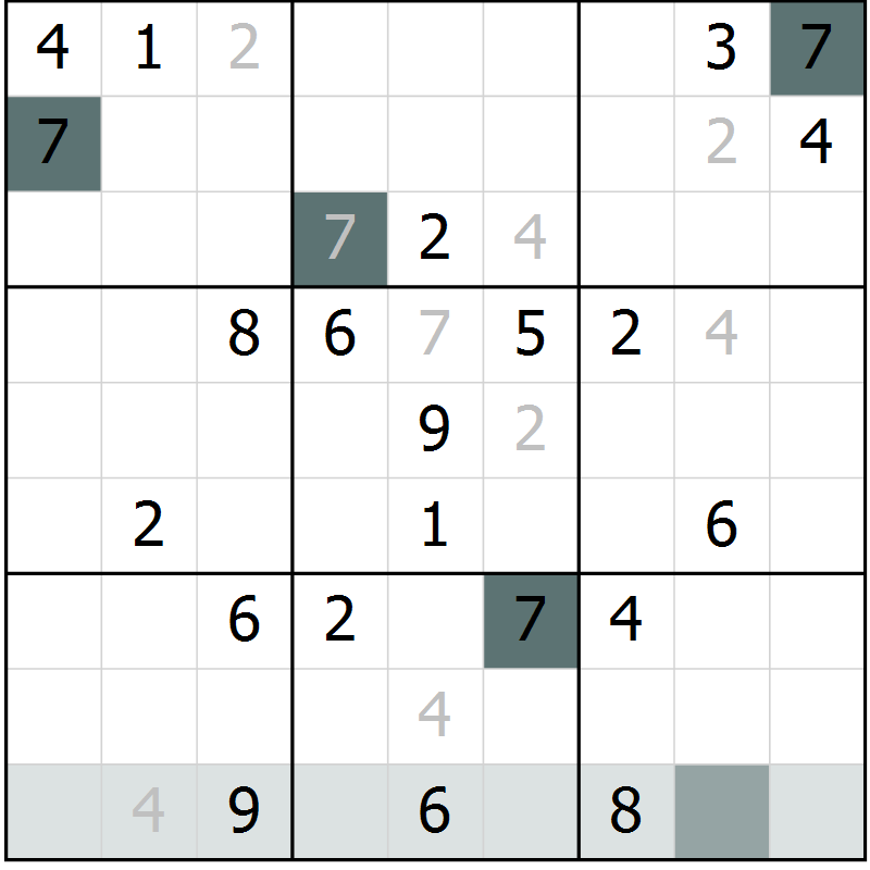 Position des candidats pour la solution de la Gr 19 page 22 du magazine de sudoku Extrême n° 042
