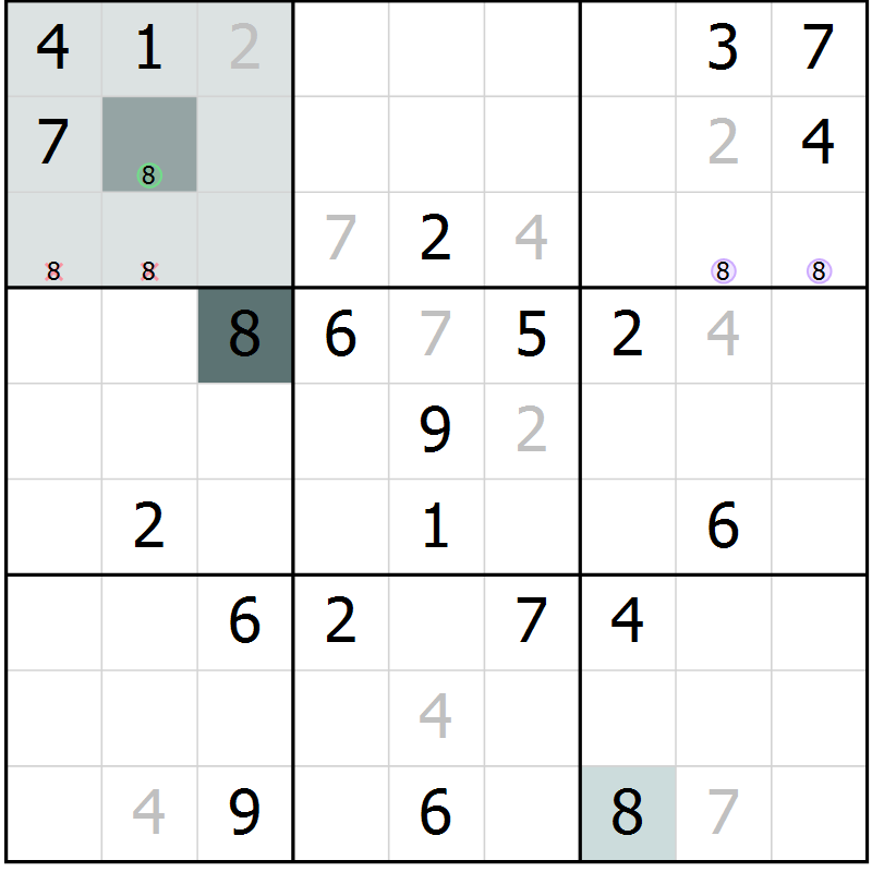 Position des candidats pour la solution de la Gr 19 page 22 du magazine de sudoku Extrême n° 042