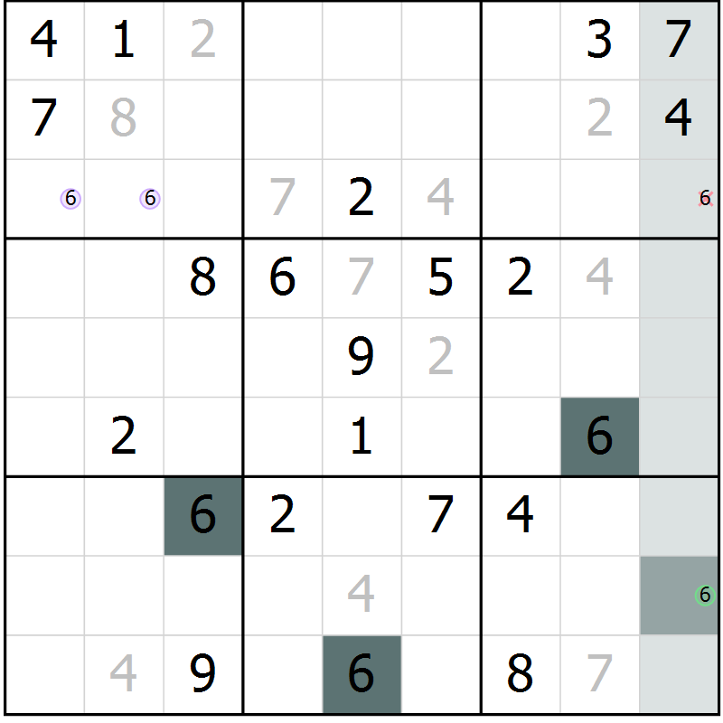 Position des candidats pour la solution de la Gr 19 page 22 du magazine de sudoku Extrême n° 042